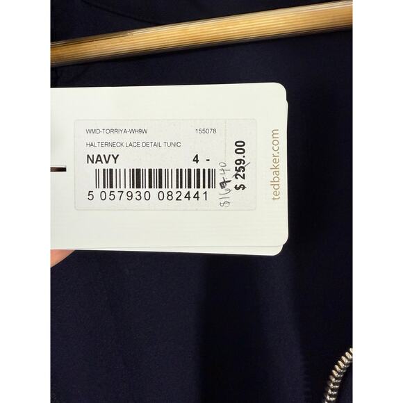 NWT Ted Baker Torriya Navy Blue Ruffle Halterneck Dress Tunic Sz 4 Sleeveless - Picture 10 of 13